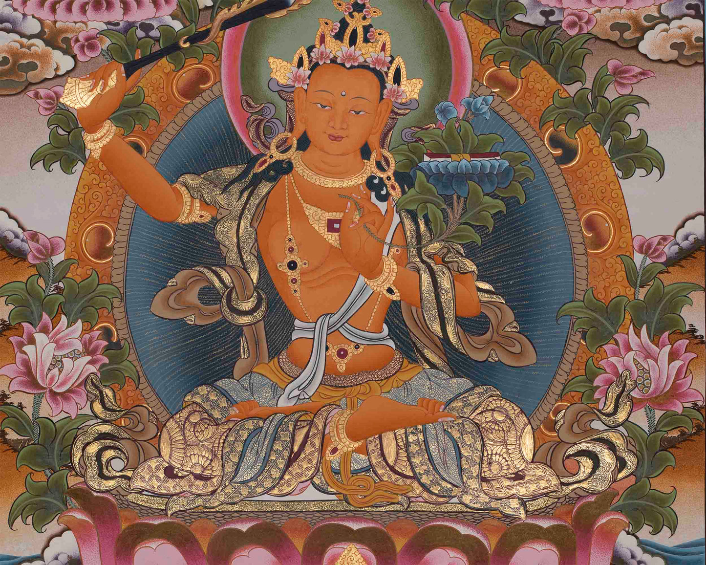 Pancha Manjushri Thangka | Enlightened Buddhist Art