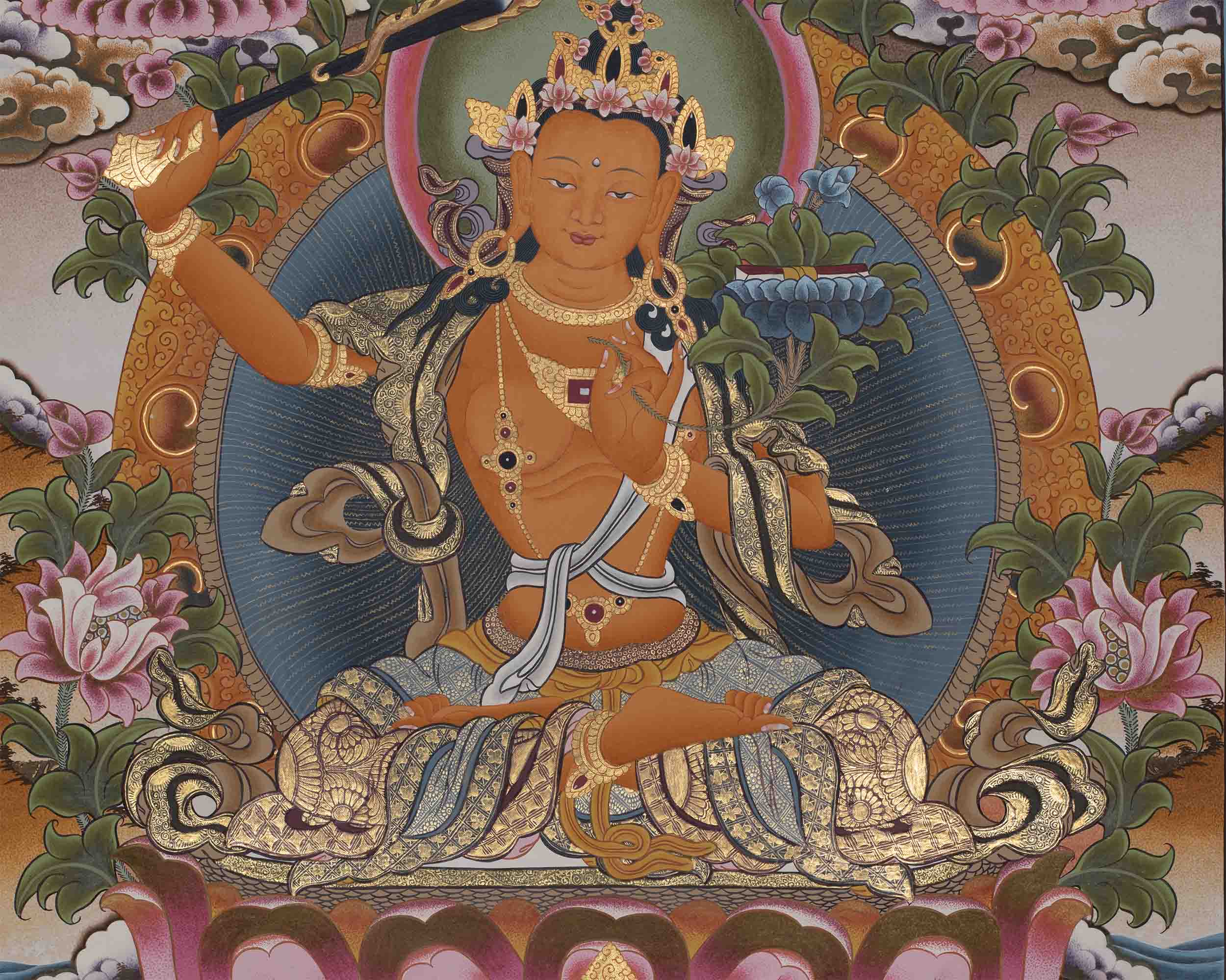 Pancha Manjushri Thangka | Enlightened Buddhist Art