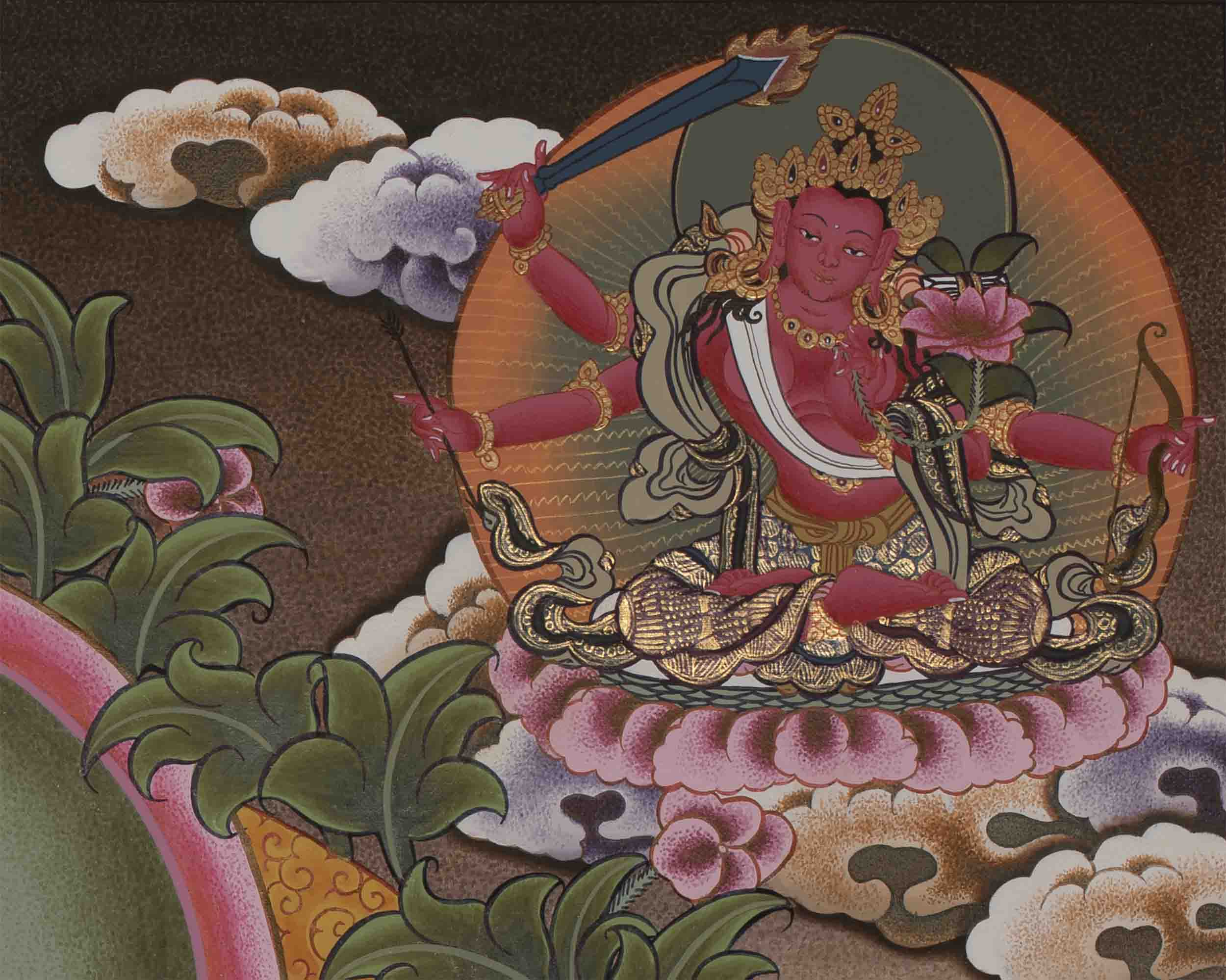 Pancha Manjushri Thangka | Enlightened Buddhist Art