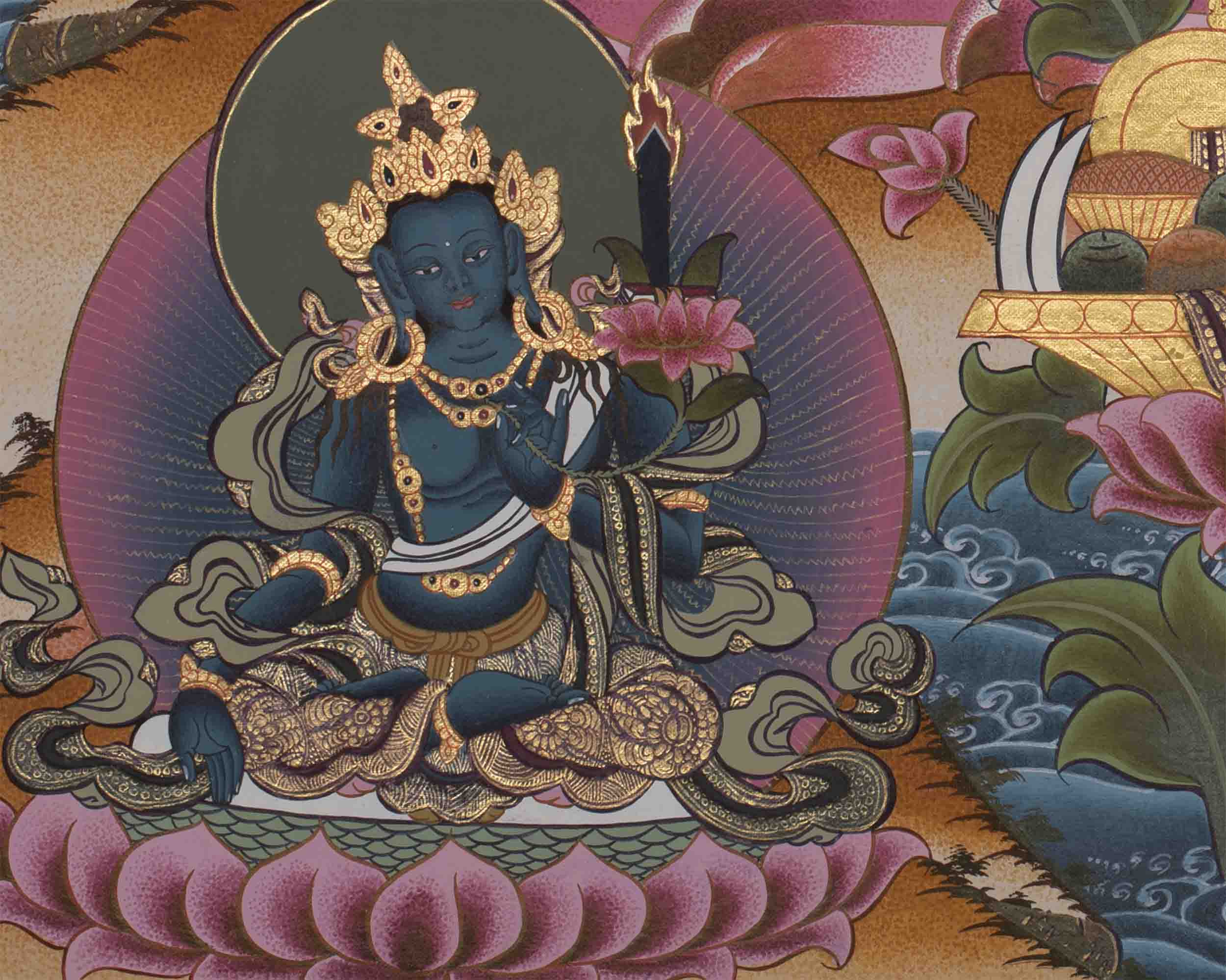 Pancha Manjushri Thangka | Enlightened Buddhist Art