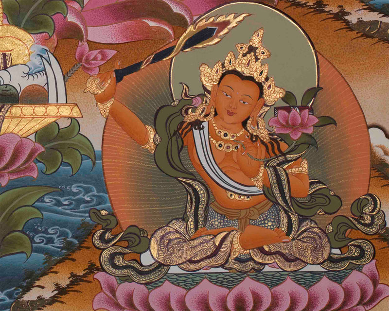 Pancha Manjushri Thangka | Enlightened Buddhist Art