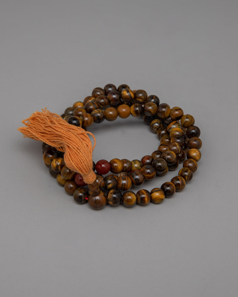 AAA Grade Tiger Eye Japa Mala | High-Quality Prayer Beads for Spiritual Growth