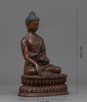Tibetan Shakyamuni Buddha Oxidized Copper Statue | Traditional Meditation Figure