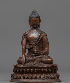 Tibetan Shakyamuni Buddha Oxidized Copper Statue | Traditional Meditation Figure