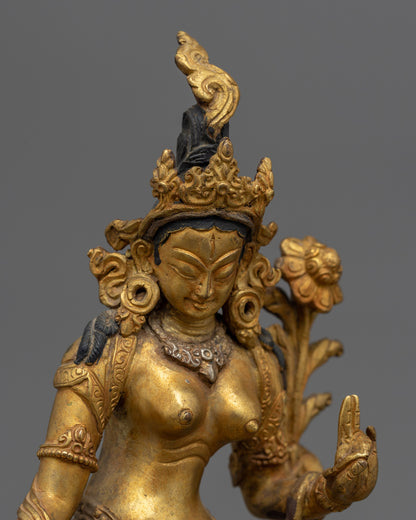 Standing White Tara Statue |  Handcrafted Tibetan Deity