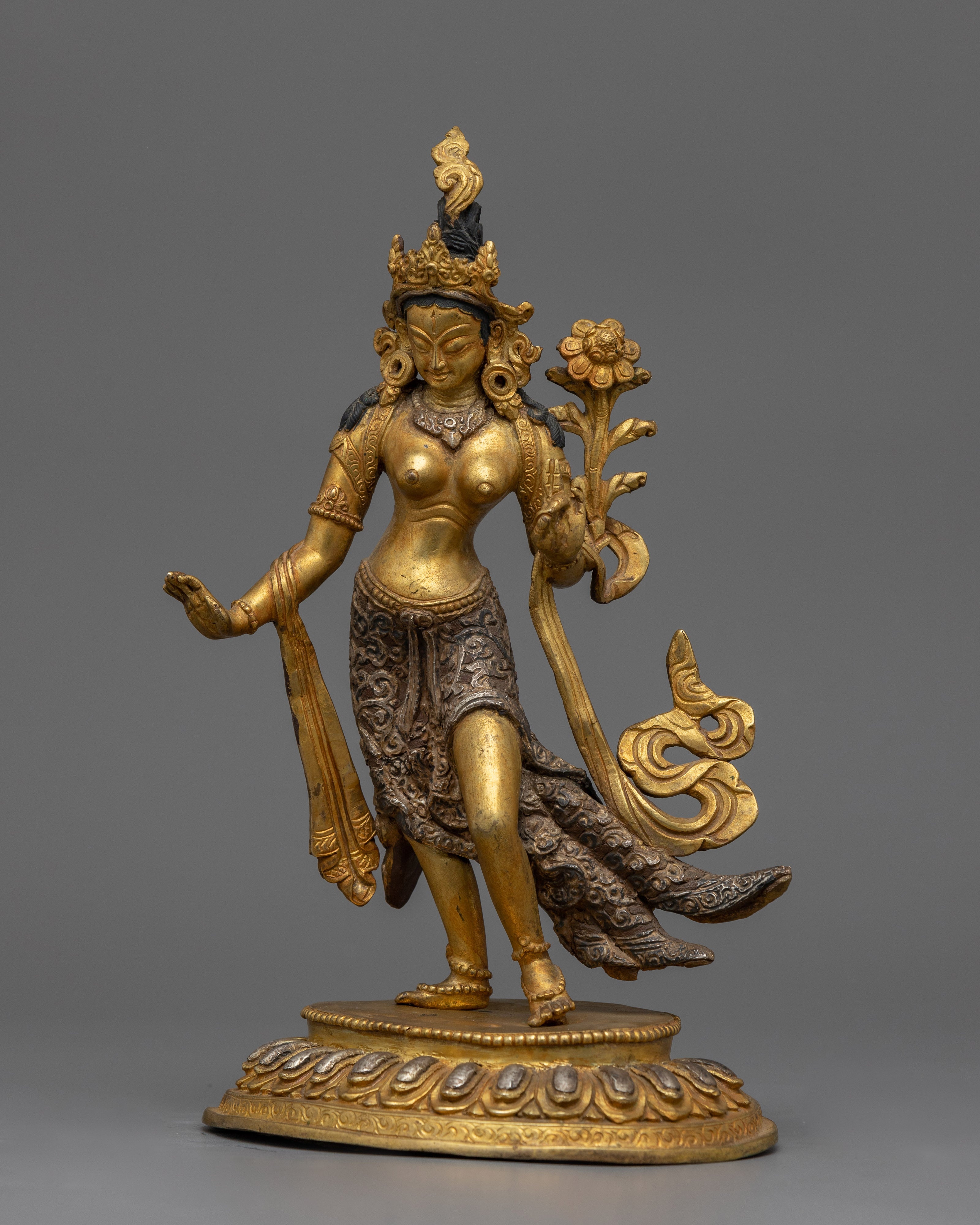 Standing White Tara Statue |  Handcrafted Tibetan Deity