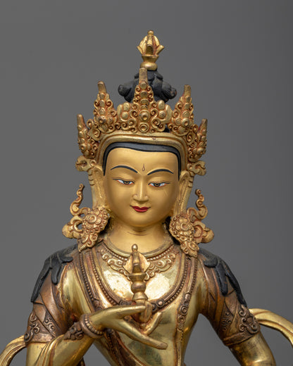 24K Gold-Plated Vajrasattva Meditation Statue | Tibetan Buddhism Spiritual Art"