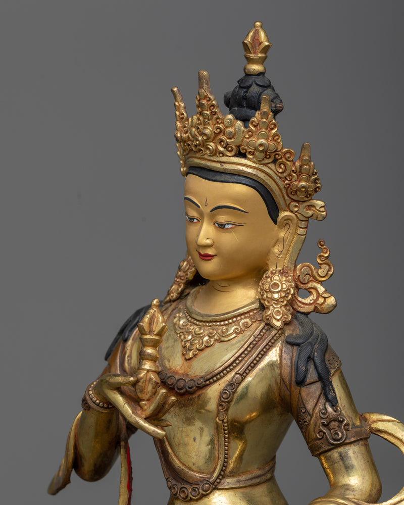 24K Gold-Plated Vajrasattva Meditation Statue | Tibetan Buddhism Spiritual Art"