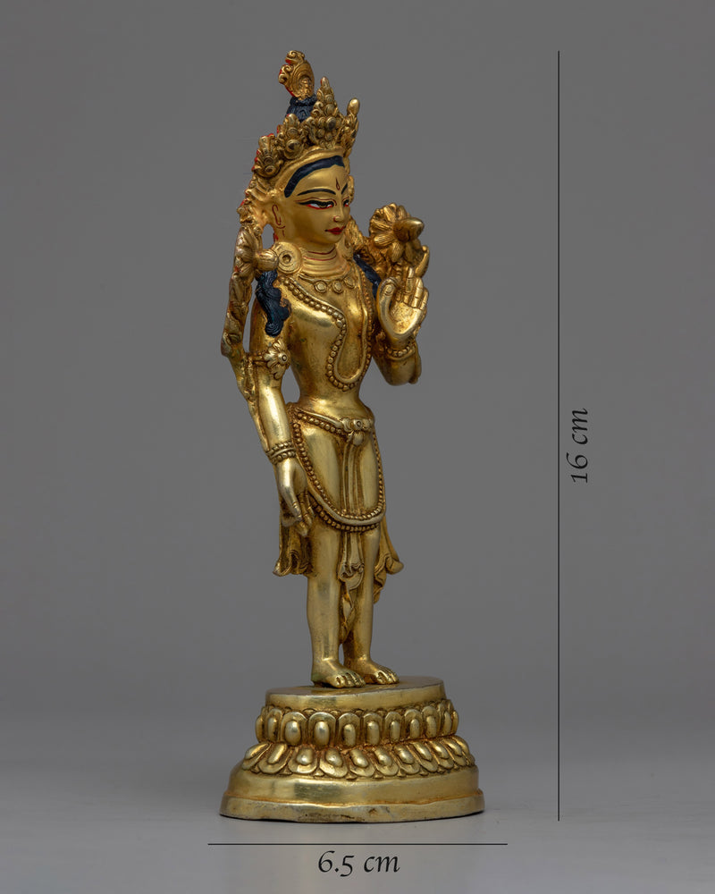 Goddess Standing Green Tara Statue | Handcrafted Statue in Graceful Standing Pose