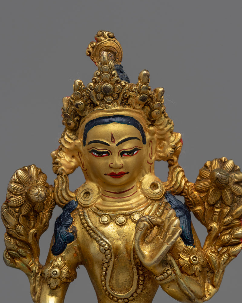 Goddess Standing Green Tara Statue | Handcrafted Statue in Graceful Standing Pose