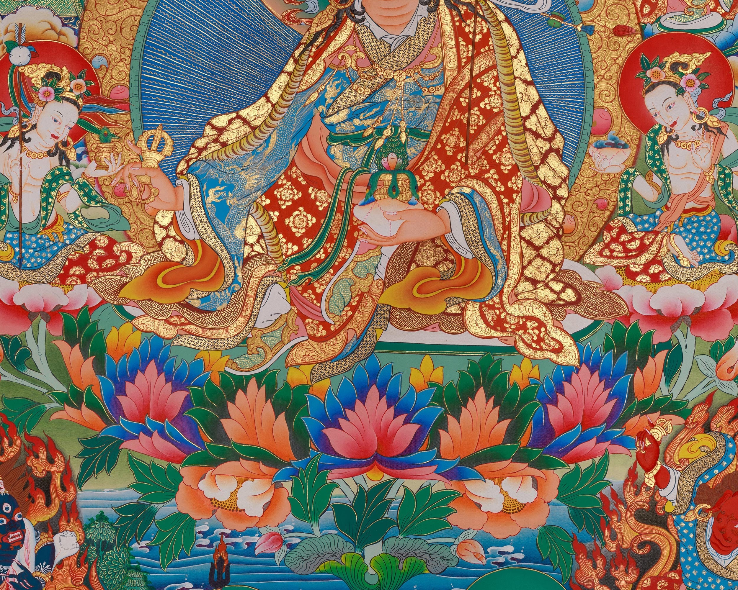 Hand-Painted Guru Rinpoche Art | Embrace the Enlightened Wisdom