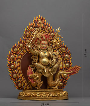 White Jambhala Mantra Sculpture | Gold Plated Himalayan Artwork