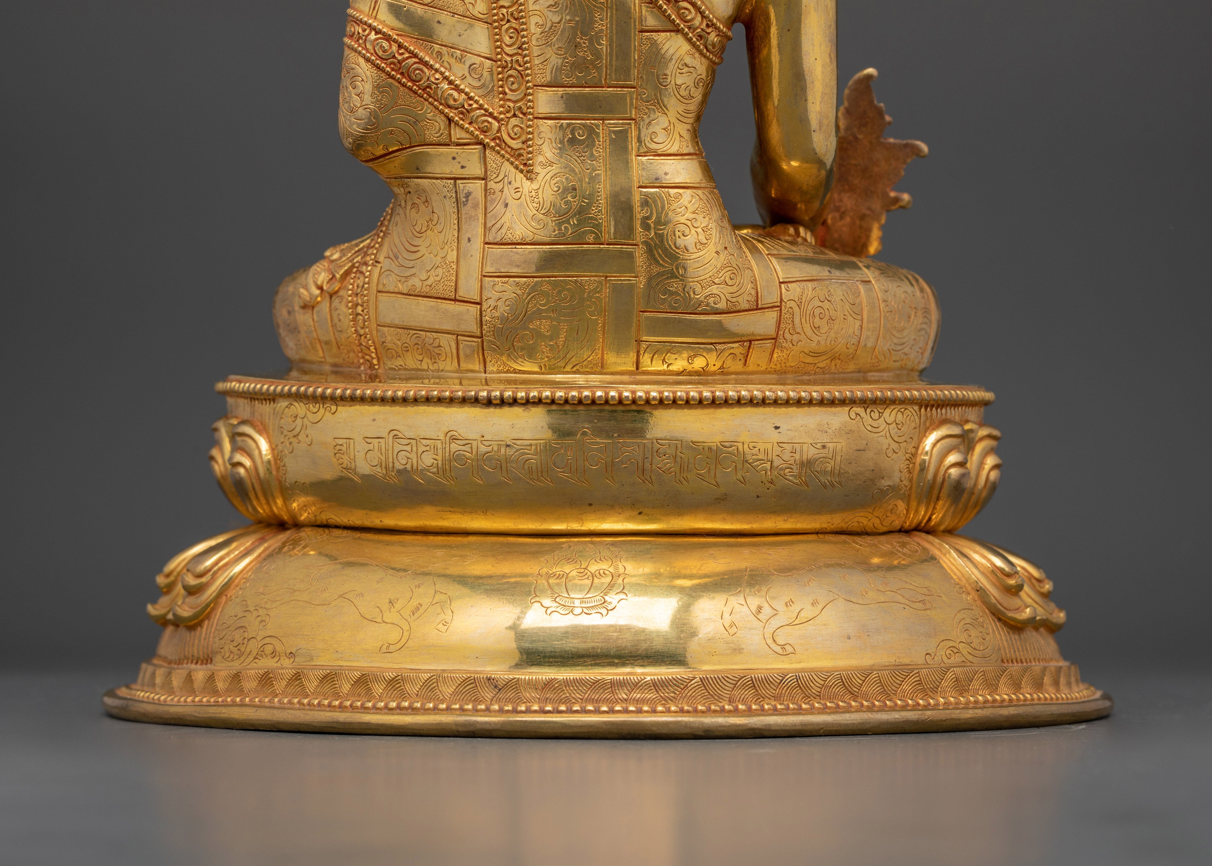 Sacred Three Buddha Set | Handcrafted 24K Gold Gilded Copper Sculptures