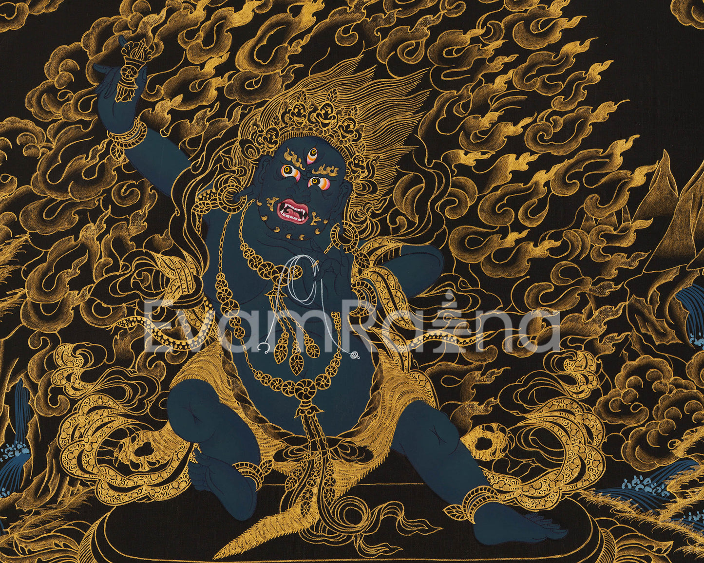 Vajrapani Bodhisattva Thangka | Tibetan Arya Wrathful Bodhisattva Painting