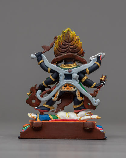 Machine-Made Six-Armed Mahakala Statue | Guardian of the Dharma