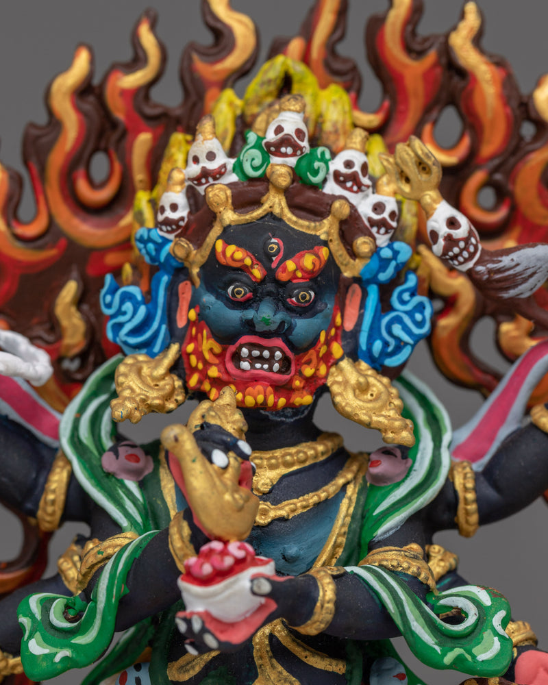 Machine-Made Six-Armed Mahakala Statue | Guardian of the Dharma