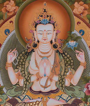 Four Armed Chengrezig | Feature Manjushri and Vajrapani