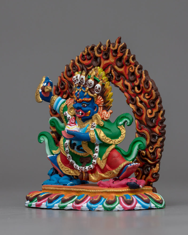 Machine Made Mahakala Bernagchen Sculpture | Guardian Deity of Protection and Power