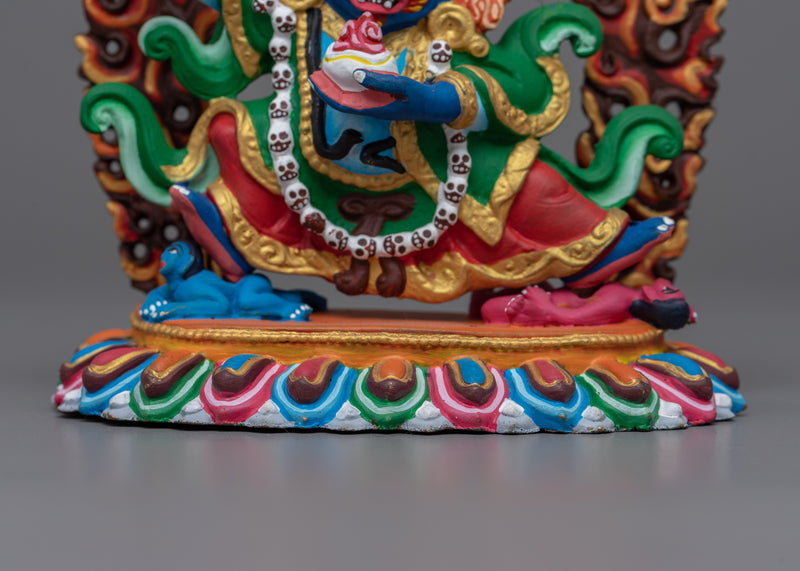Machine Made Mahakala Bernagchen Sculpture | Guardian Deity of Protection and Power