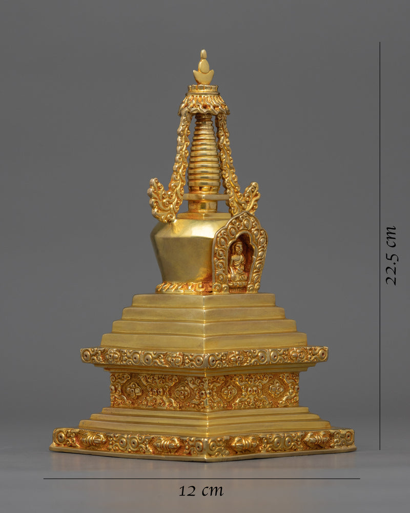 Traditional Golden Buddhist Stupa | Infusing Spaces with Spiritual Essence