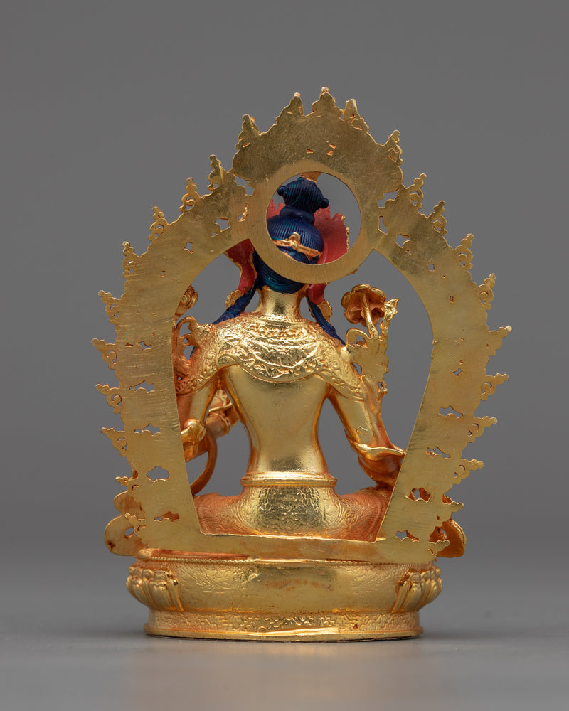 Elegant Female Bodhisattva Green Tara Statue | Electro Gold Gilded Statue