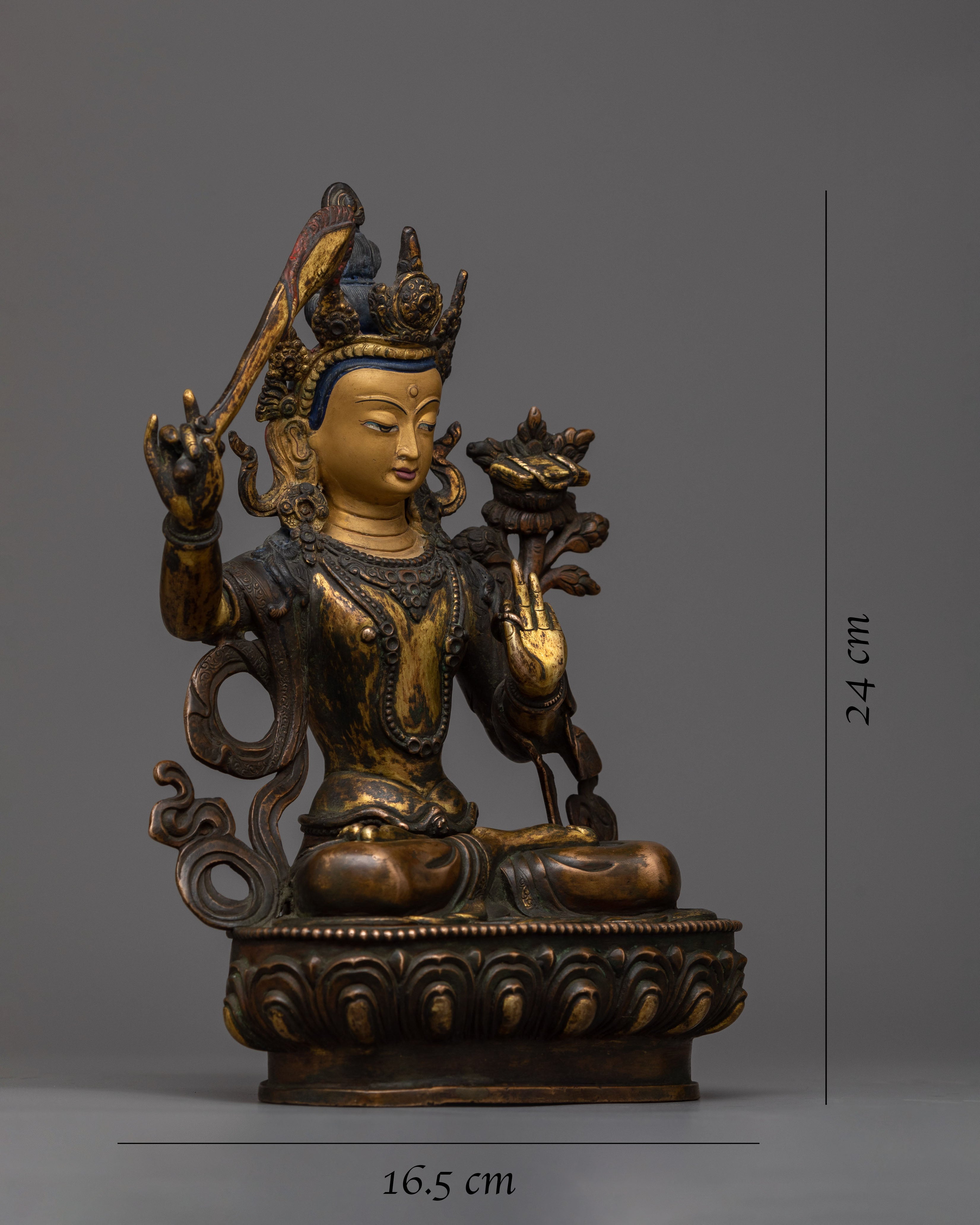 Antique Manjushri Statue | Time-Honored Symbol of Wisdom and Insigh