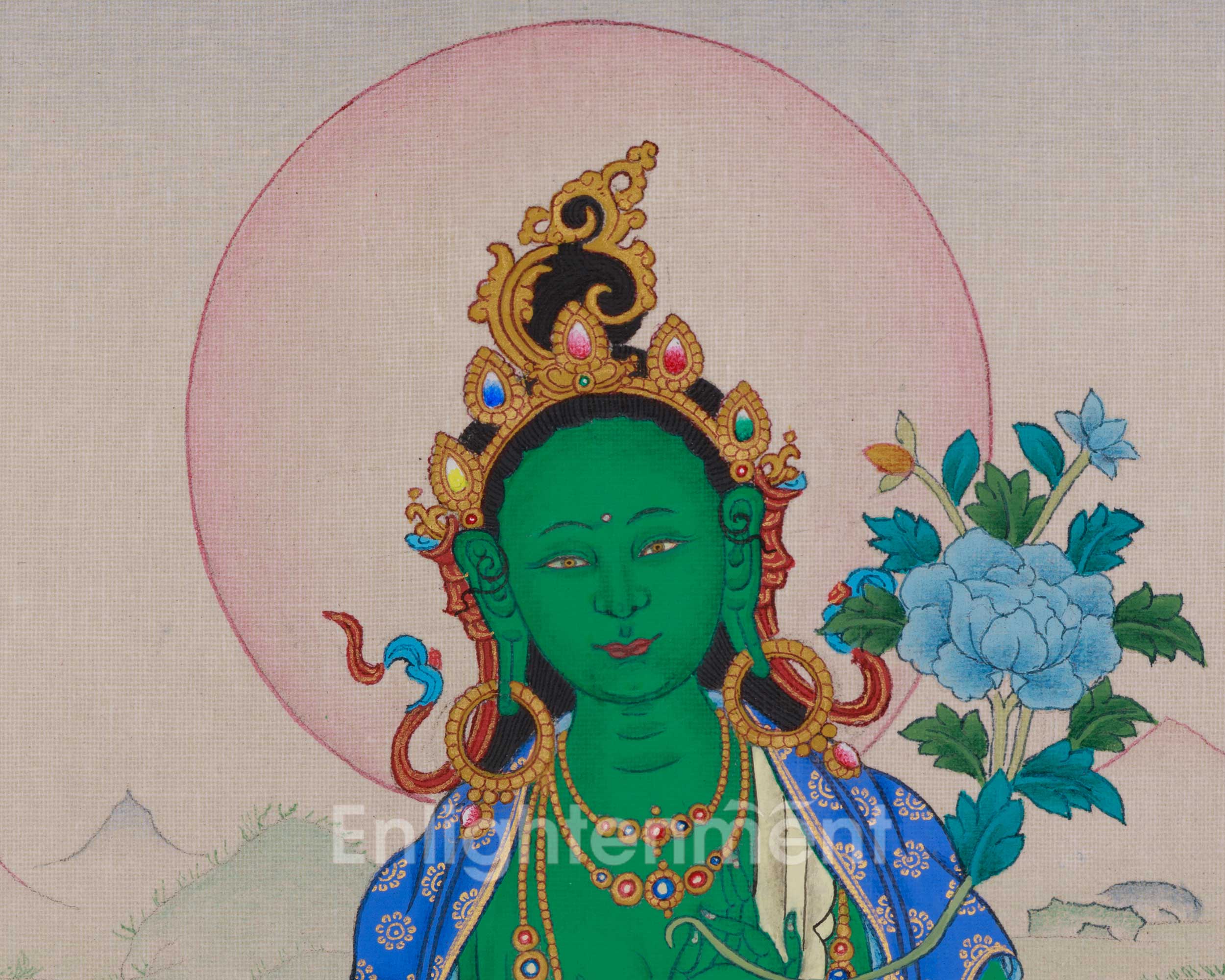 Himalayan Artwork of Green Tara | Symbolizing Compassion, Protection and Enlightened Blessings