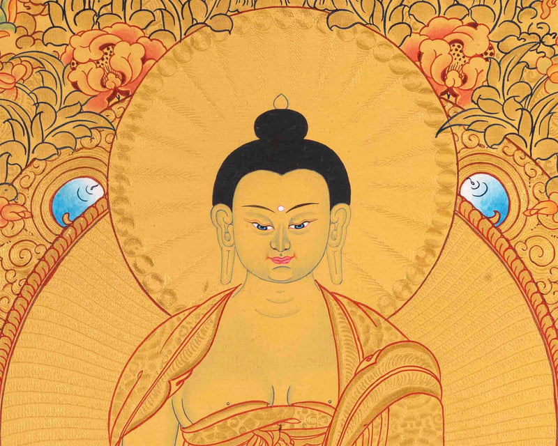 Gold Painted Medicine or Blue Buddha |  Tibetan Bodhisattva Thangka Painting