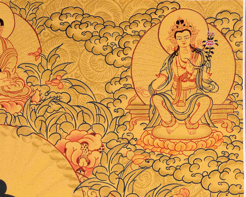 Gold Painted Medicine or Blue Buddha |  Tibetan Bodhisattva Thangka Painting