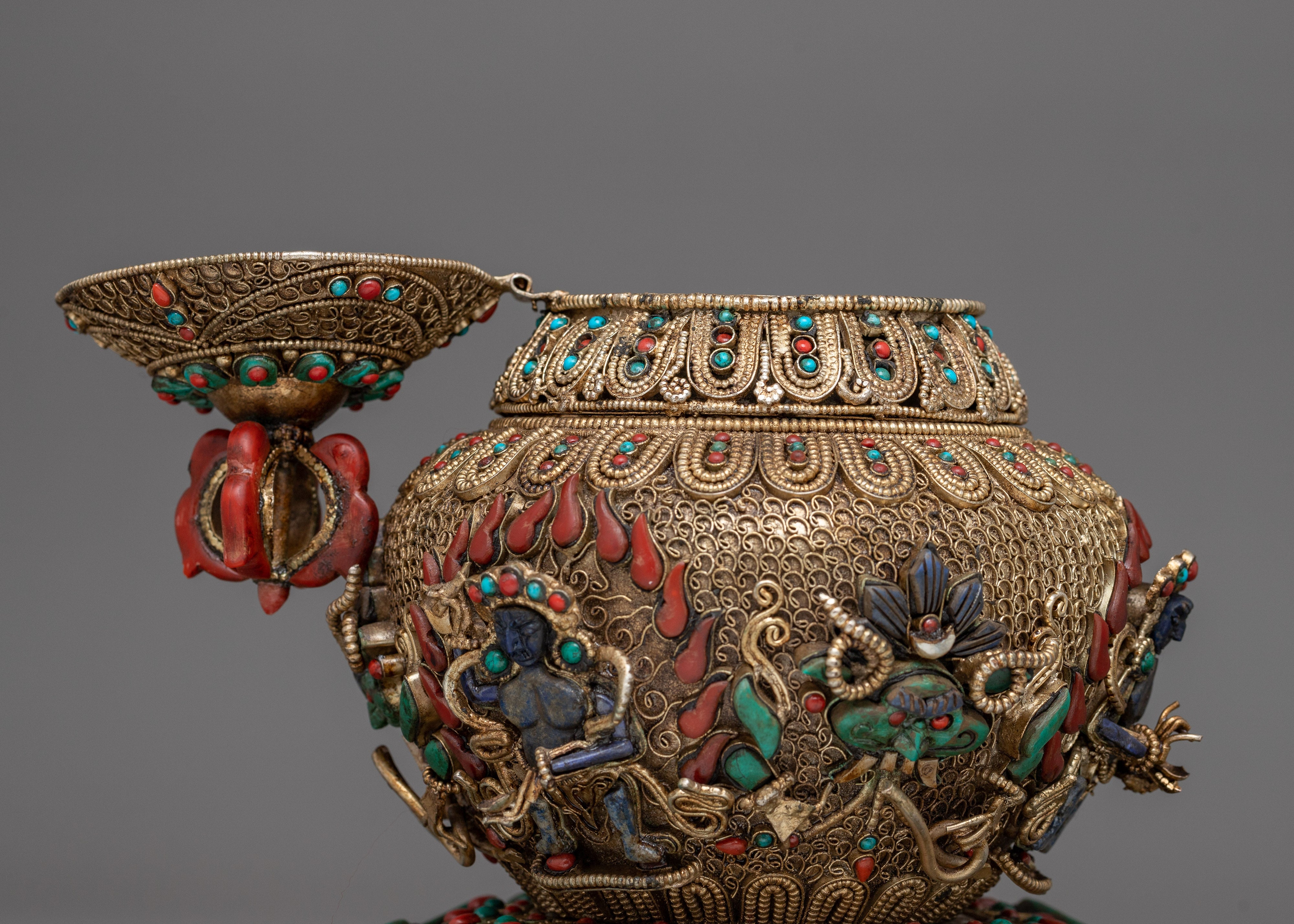 Silver Plated Tibetan Rice Pot | Perfect for Cultural Collectors