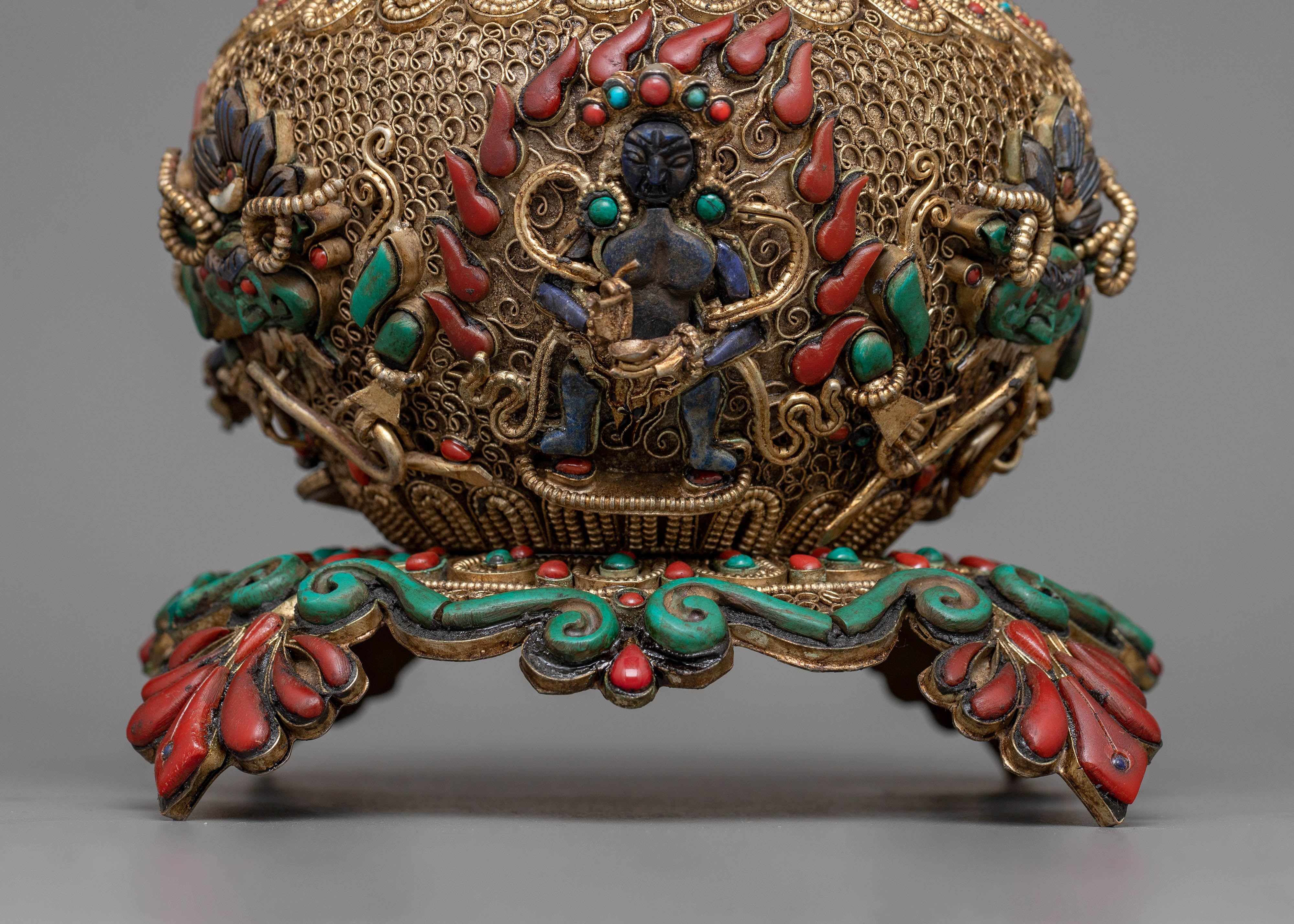 Silver Plated Tibetan Rice Pot | Perfect for Cultural Collectors