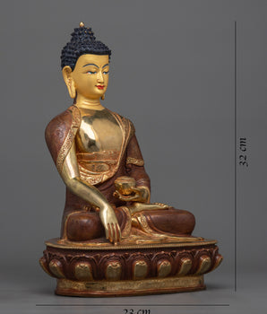 Shakyamuni Buddha 12.5 Inch Statue | 24k Gold Painted Figure