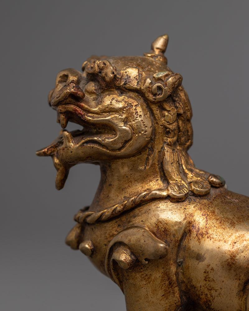 Copper Lion Set Statue | Traditional Guardians in Sculpture