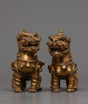 Copper Lion Set Statue