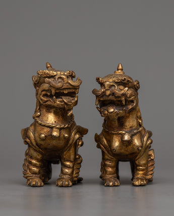 Copper Lion Set Statue