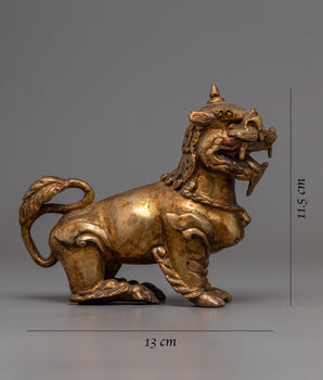 Copper Lion Set Statue | Traditional Guardians in Sculpture