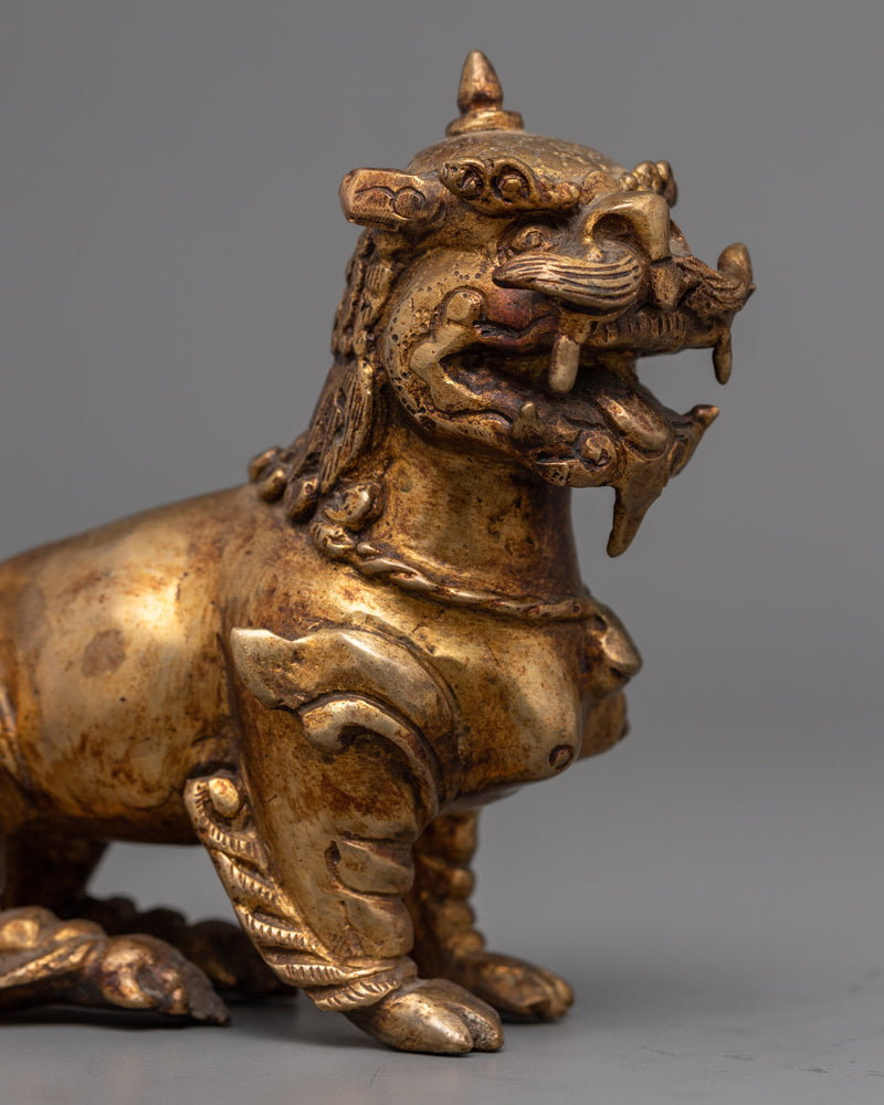 Copper Lion Set Statue | Traditional Guardians in Sculpture