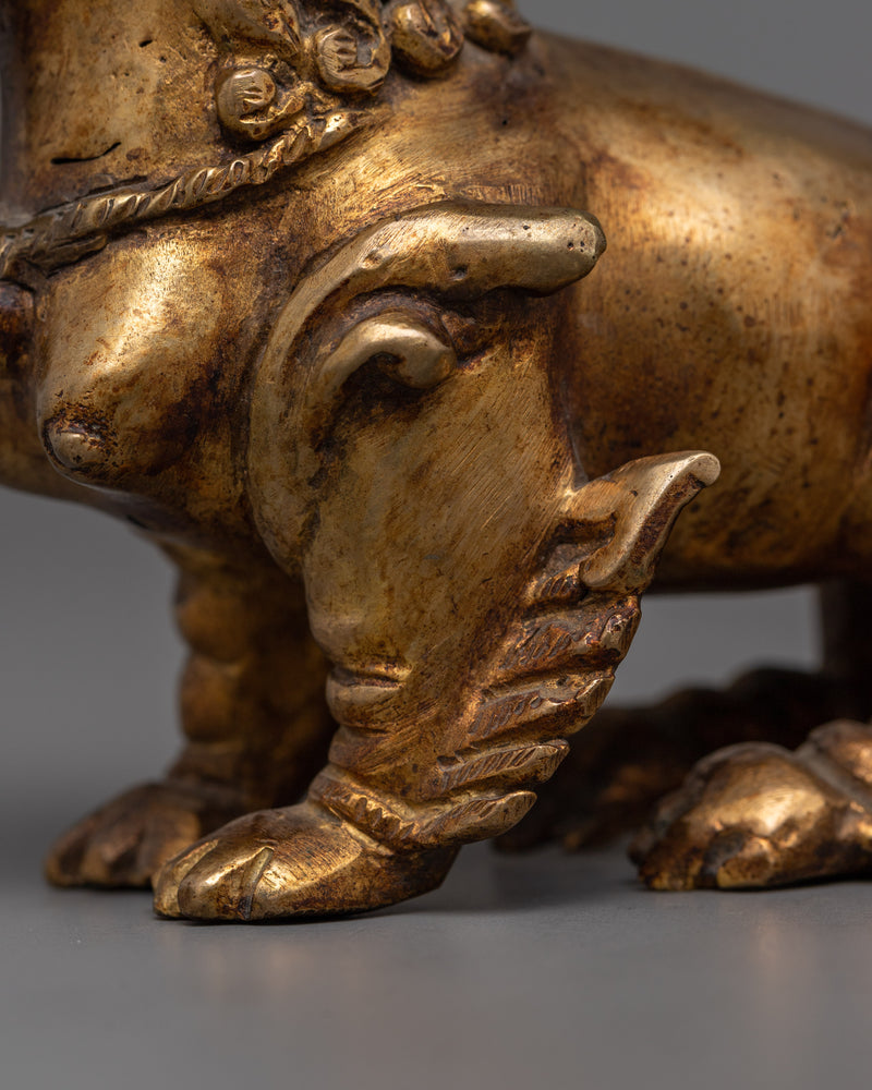 Copper Lion Set Statue | Traditional Guardians in Sculpture