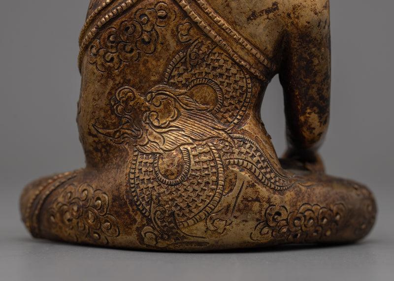 Dragon Carved Shakyamuni Buddha Statue | Blending Myth and Enlightenment