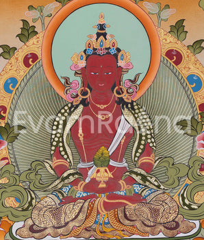 Red Amitayus Buddha Thangka Art | Perfect Travel Art for Practitioner