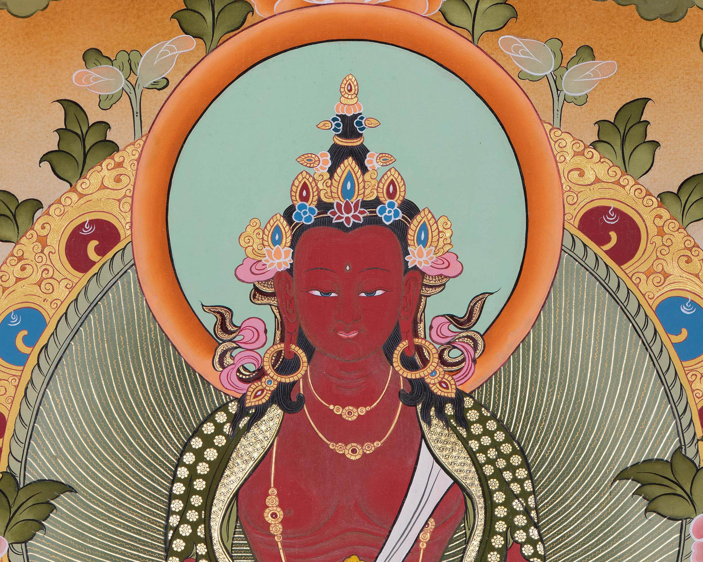 Red Amitayus Buddha Thangka Art | Perfect Travel Art for Practitioner