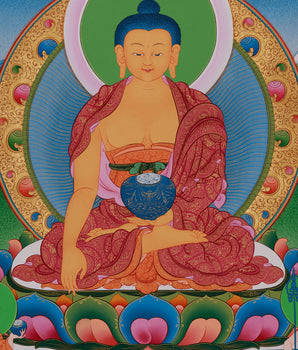 Traditional Buddha Thangka | Shakyamuni in Vajra Posture with Disciples
