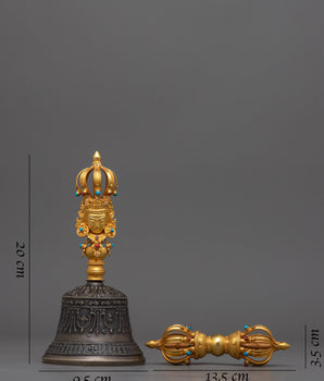 24k Gold Plated Vajra & Bell Set | Handcrafted for Sacred Rituals
