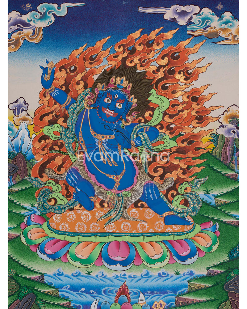 Original Hand-Painted Vajrapani Thangka | Tibetan Wall Hanging