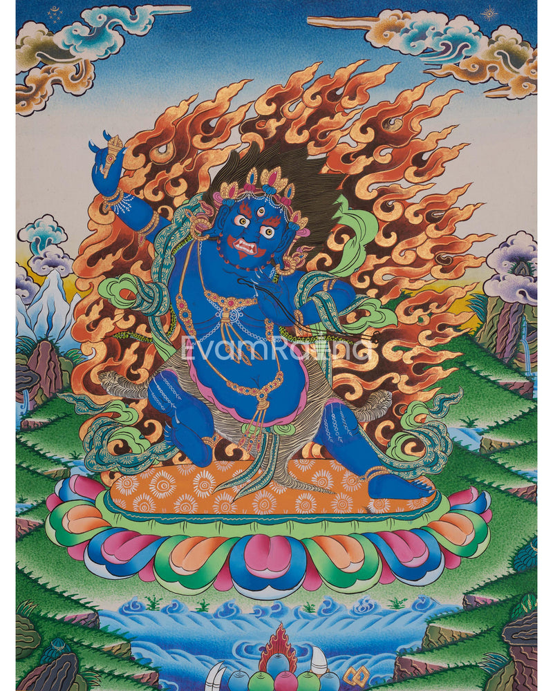 Original Hand-Painted Vajrapani Thangka | Tibetan Wall Hanging