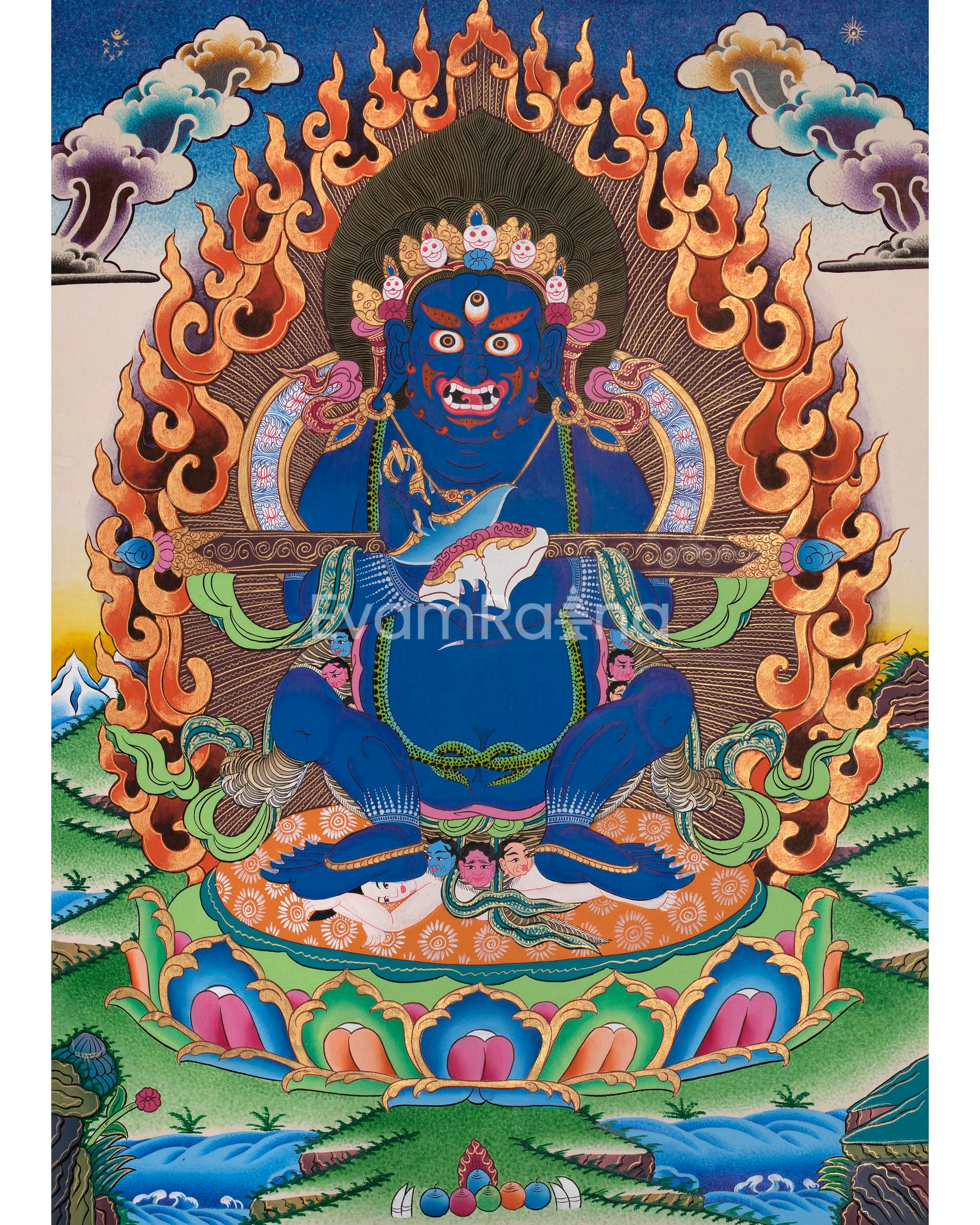 Shakya Mahakala Artwork | The Fierce Protector Deity of Tibetan Buddhism