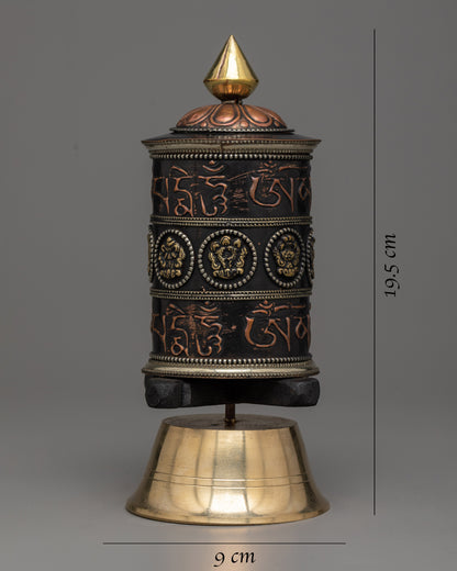 Decorative Brass Copper Prayer Wheel | Elegant Tabletop Decor to Purify Karma