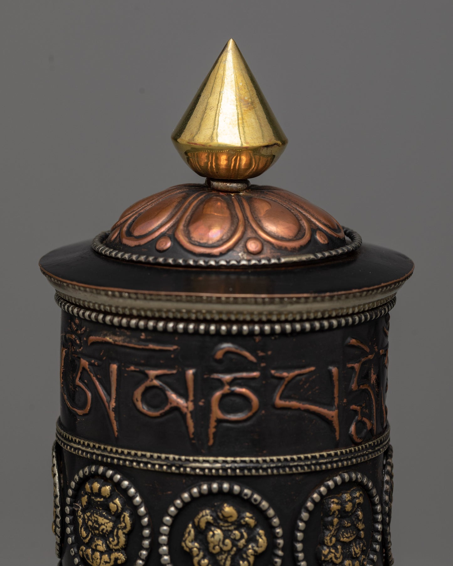 Decorative Brass Copper Prayer Wheel | Elegant Tabletop Decor to Purify Karma