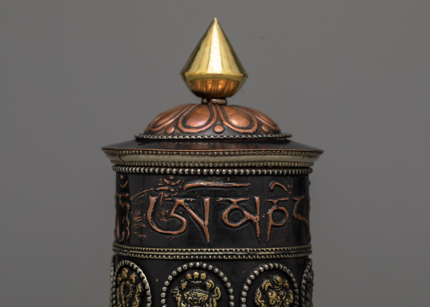 Decorative Brass Copper Prayer Wheel | Elegant Tabletop Decor to Purify Karma