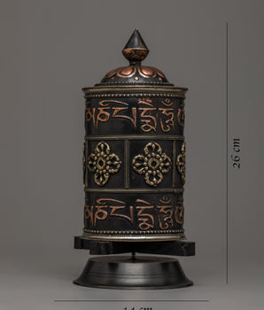 Handcrafted Tibetan Buddhist Prayer Wheel | Sacred Buddhist Artifact for Home Altar